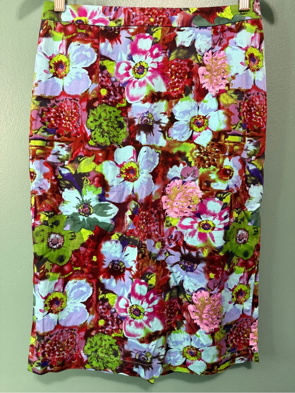 Cotton floral print pencil skirt